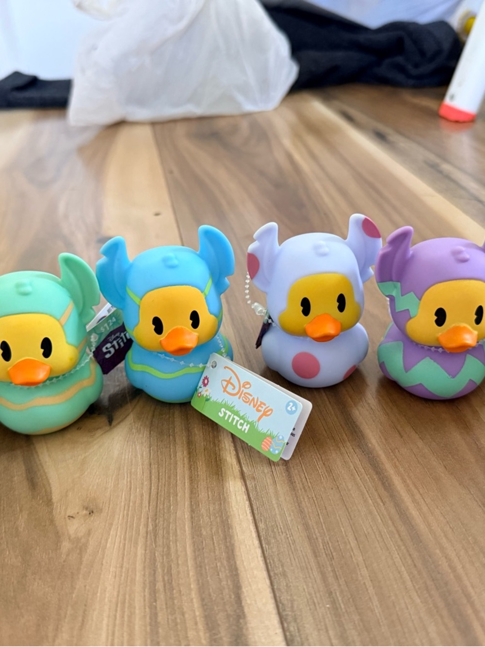 Disney Pastel Multicolor Stitch Duck Bath Toy Set - Green Blue Lavender White